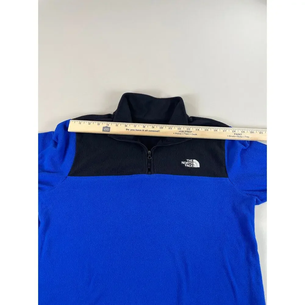 The North Face Black & Blue Colorblock Quarter Zip White Logo Size M